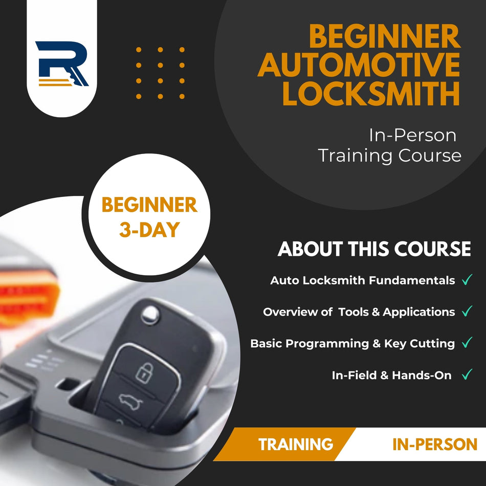 3 - Day In Person Training - Beginner Automotive Locksmithing - Royal Key Supply