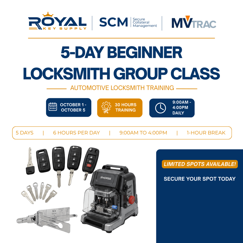 5-Day Beginner Locksmith Training (GROUP CLASS) Presented By: RKS + SCM + MVTrac - Royal Key Supply
