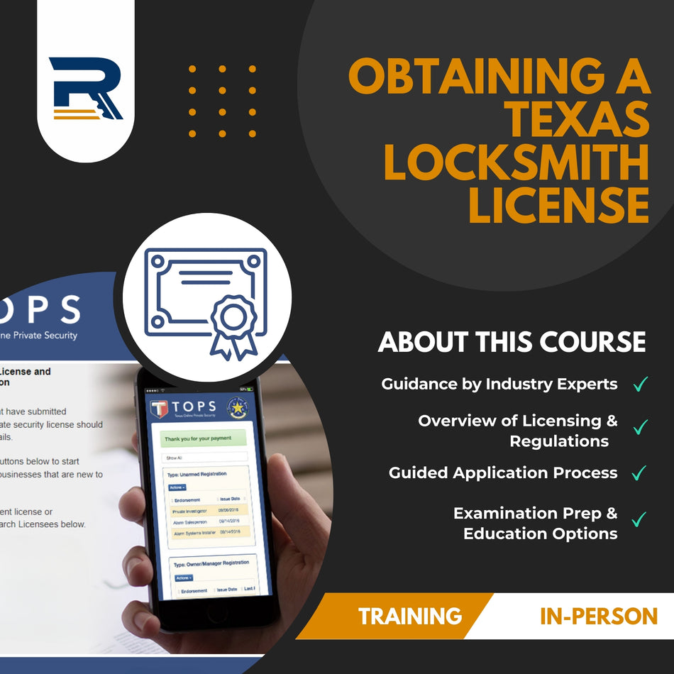 In Person Training - Obtaining a Texas Locksmith License