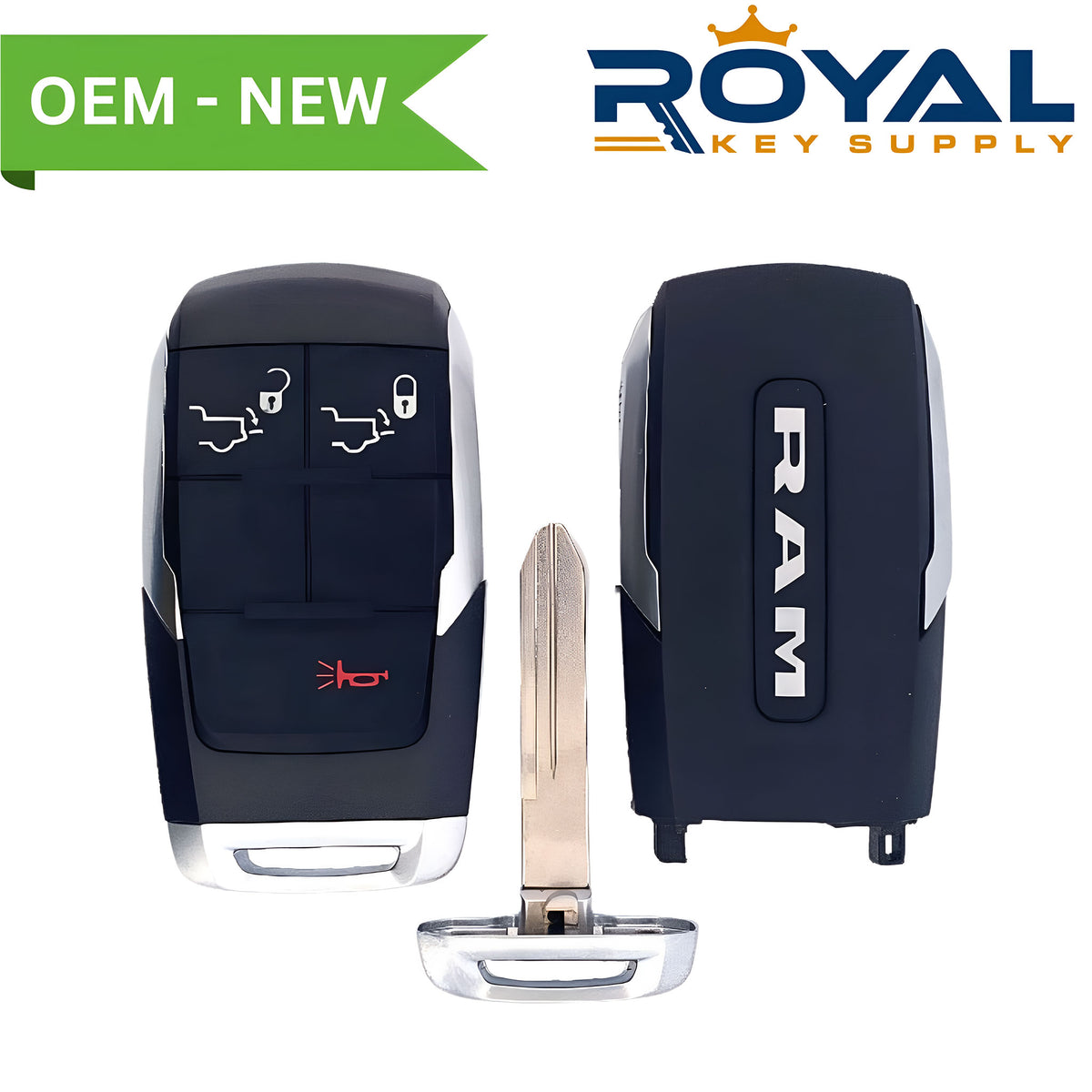 Dodge New OEM 2019-2021 RAM Smart Key 3B Lock Tailgate/Unlock Tailgate FCCID: GQ4-76T PN# 68381171AB - Royal Key Supply