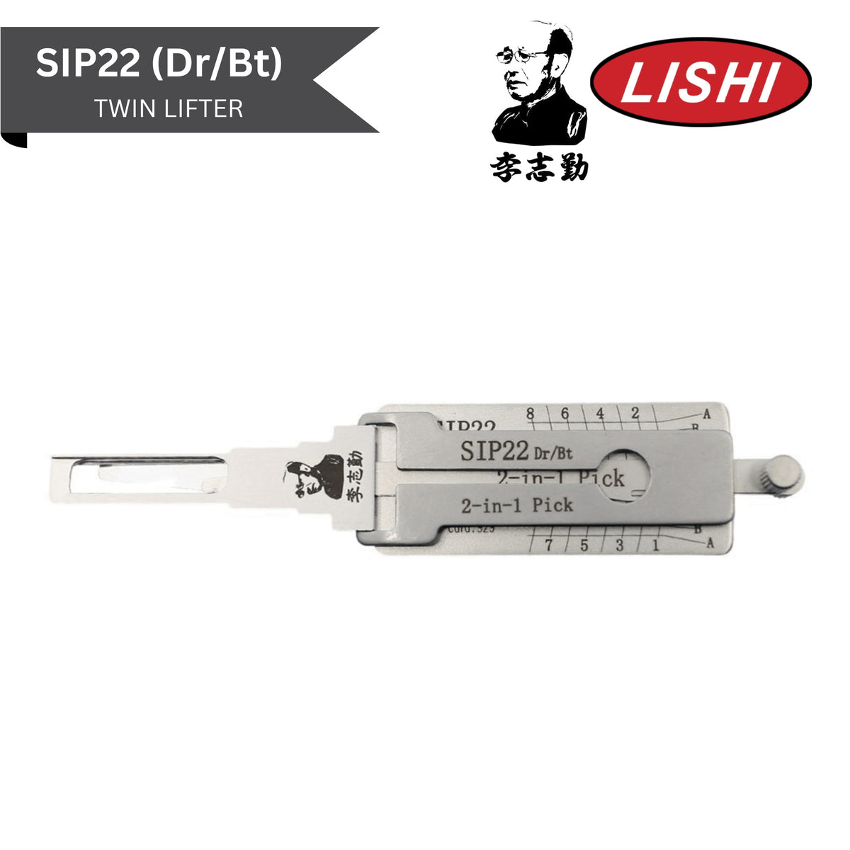 Original Lishi - Fiat SIP22 (Dr/Bt) - 2-In-1 Pick/Decoder Twin Lifter - AG