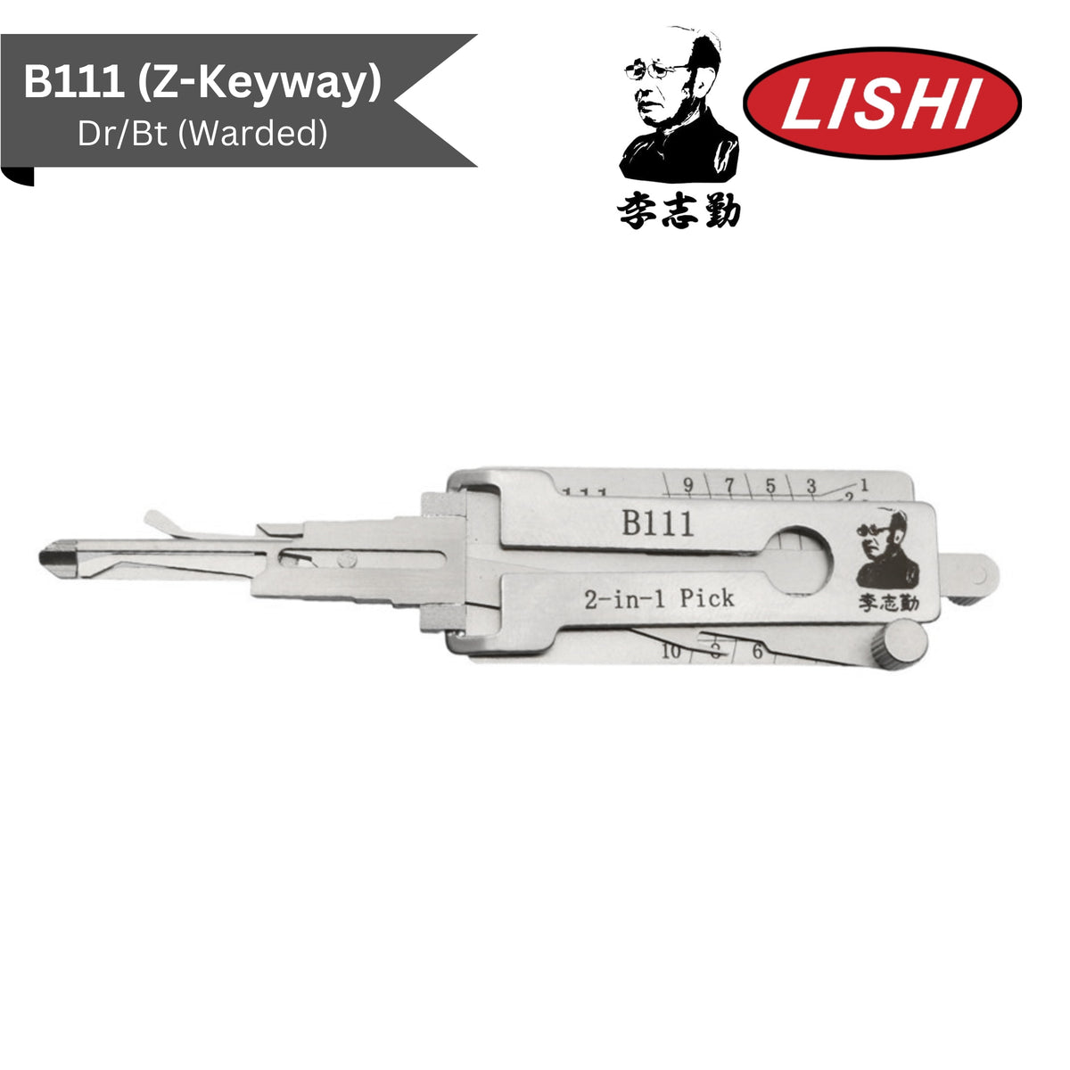 Original Lishi - GM B111 Z-Keyway Warded (Dr/Bt) - 2-In-1 Pick/Decoder - AG