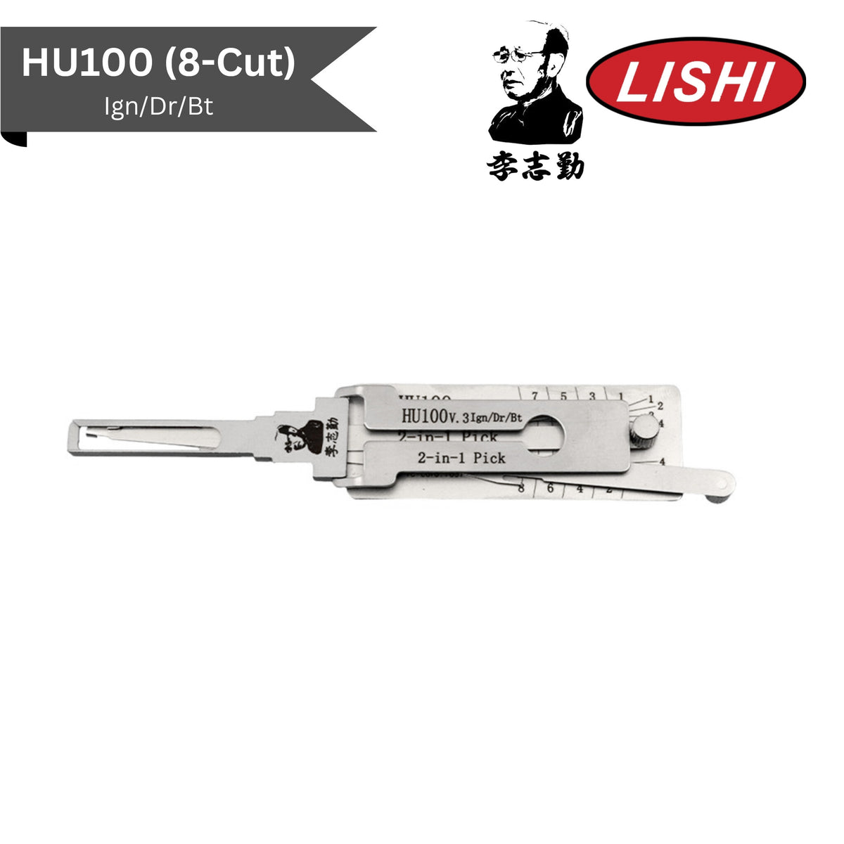 Original Lishi - GM HU100 (V.3) 8 Cut - 2-in-1 Pick/Decoder—AG