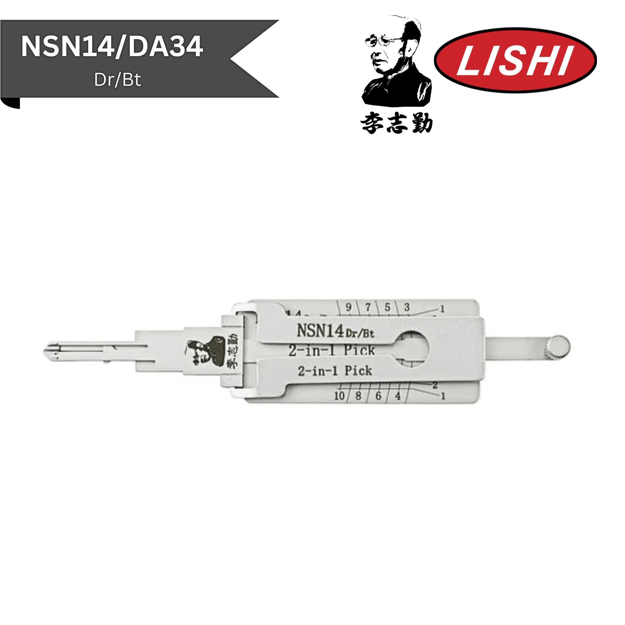 Original Lishi - Nissan/Infiniti NSN14 (V.2) - 2-In-1 Pick/Decoder - Dr/Bt  - AG