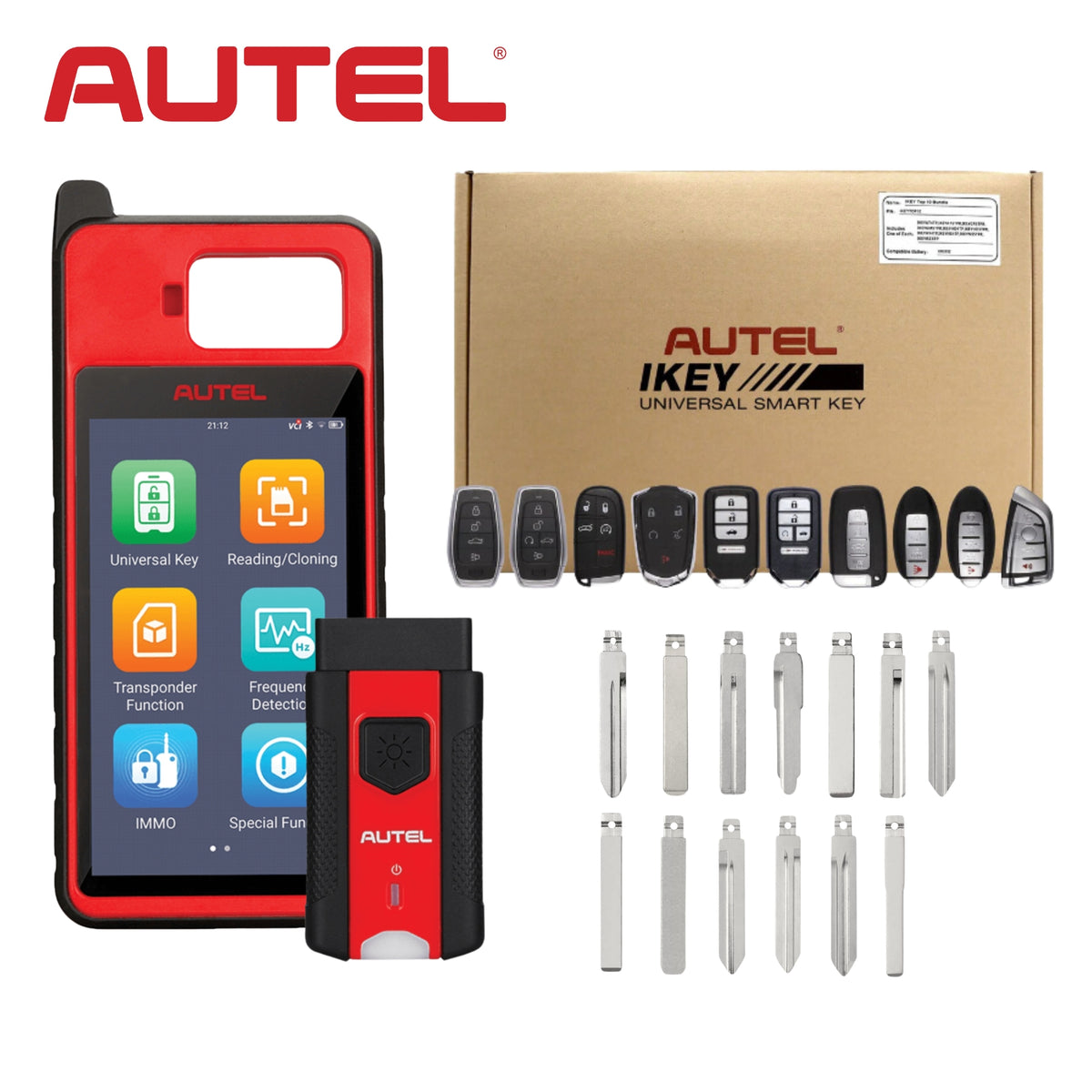 Universal Key Starter Kit - Autel KM100 + MaxiVCI V200 + 10 Universal Keys + 13 Universal Blades