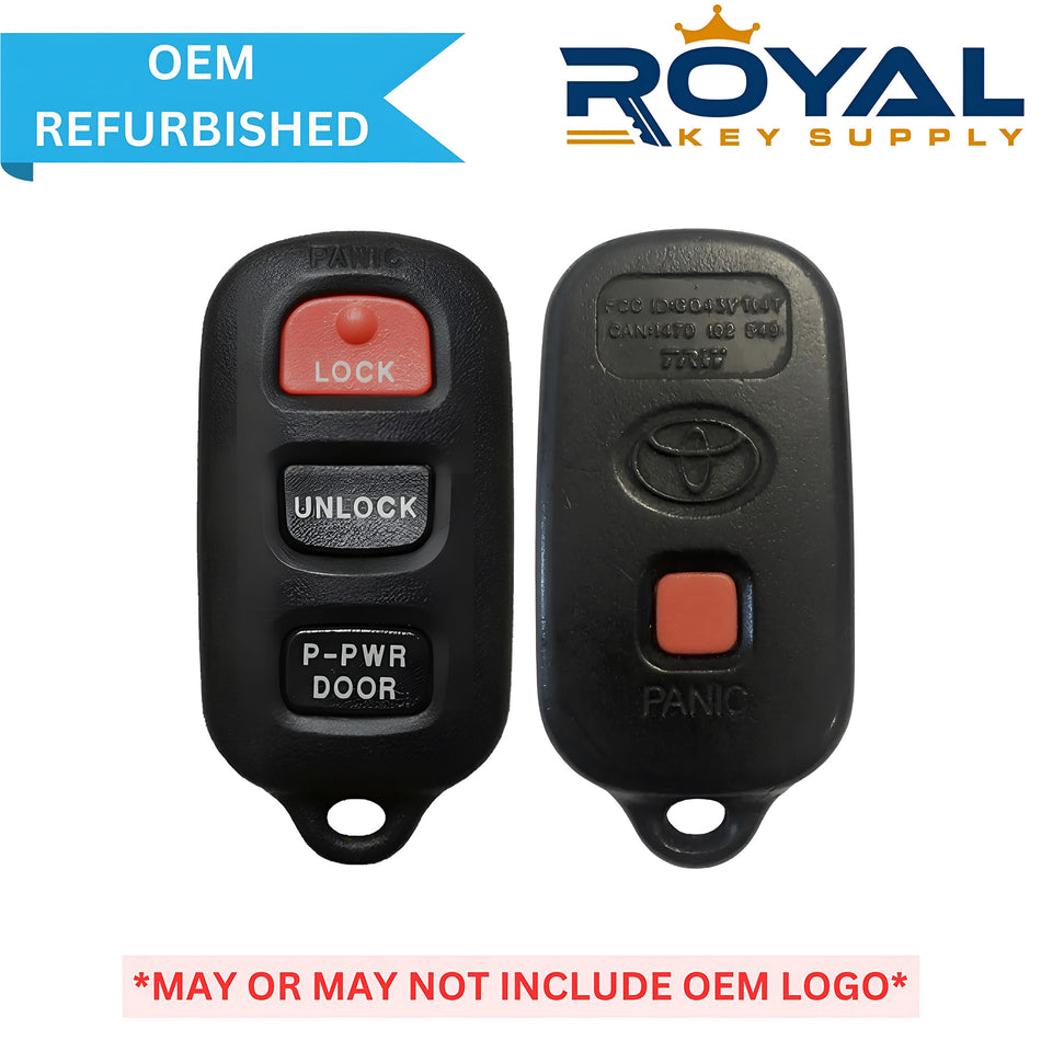 Toyota Refurbished 1999-2003 Sienna Keyless Entry Remote 4B Power Door FCCID: GQ43VT14T PN# 89742-08050 - Royal Key Supply