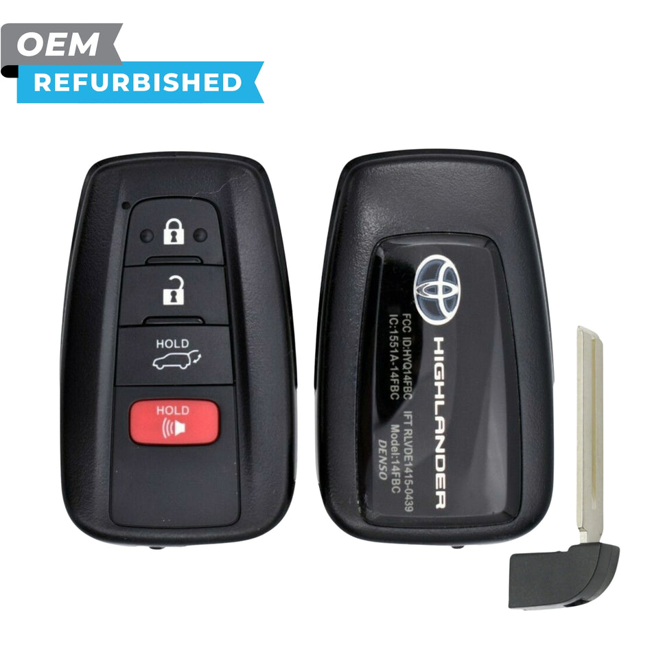 Toyota Refurbished OEM 2020-2022 Highlander (Blue Hybrid Logo) Smart Key 4B Hatch FCCID: HYQ14FBC-0351 PN# 8990H-0E030