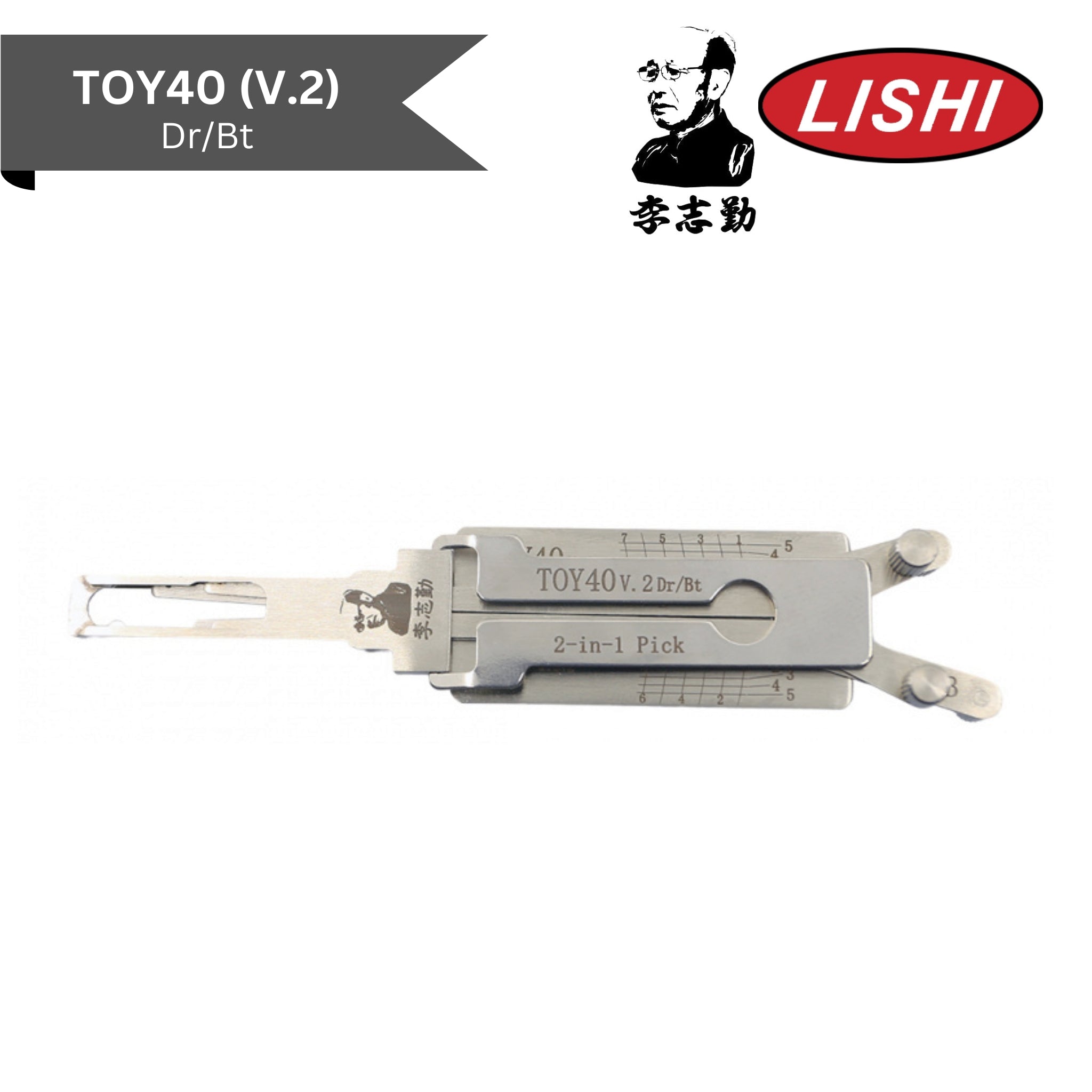 Original Lishi - Toyota/Lexus TOY40 (V.2) - 2-in-1 Pick/Decoder Quad Lifter - AG - Royal Key Supply