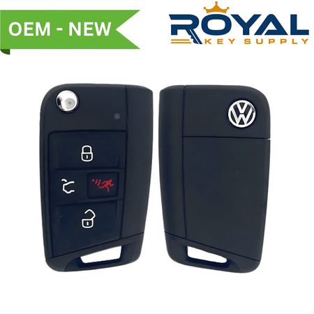 Volkswagen New OEM 2018-2020 Atlas, Jetta Remote Flip Key HU162-T (w/ Comfort Access) 4B Trunk FCCID: NBGFS12A01 PN# 5G6 959 752 AN - Royal Key Supply