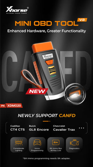Xhorse - VVDI Mini OBD Tool V2 With Diagnosis, Programming, IMMO Function, CAN FD Support
