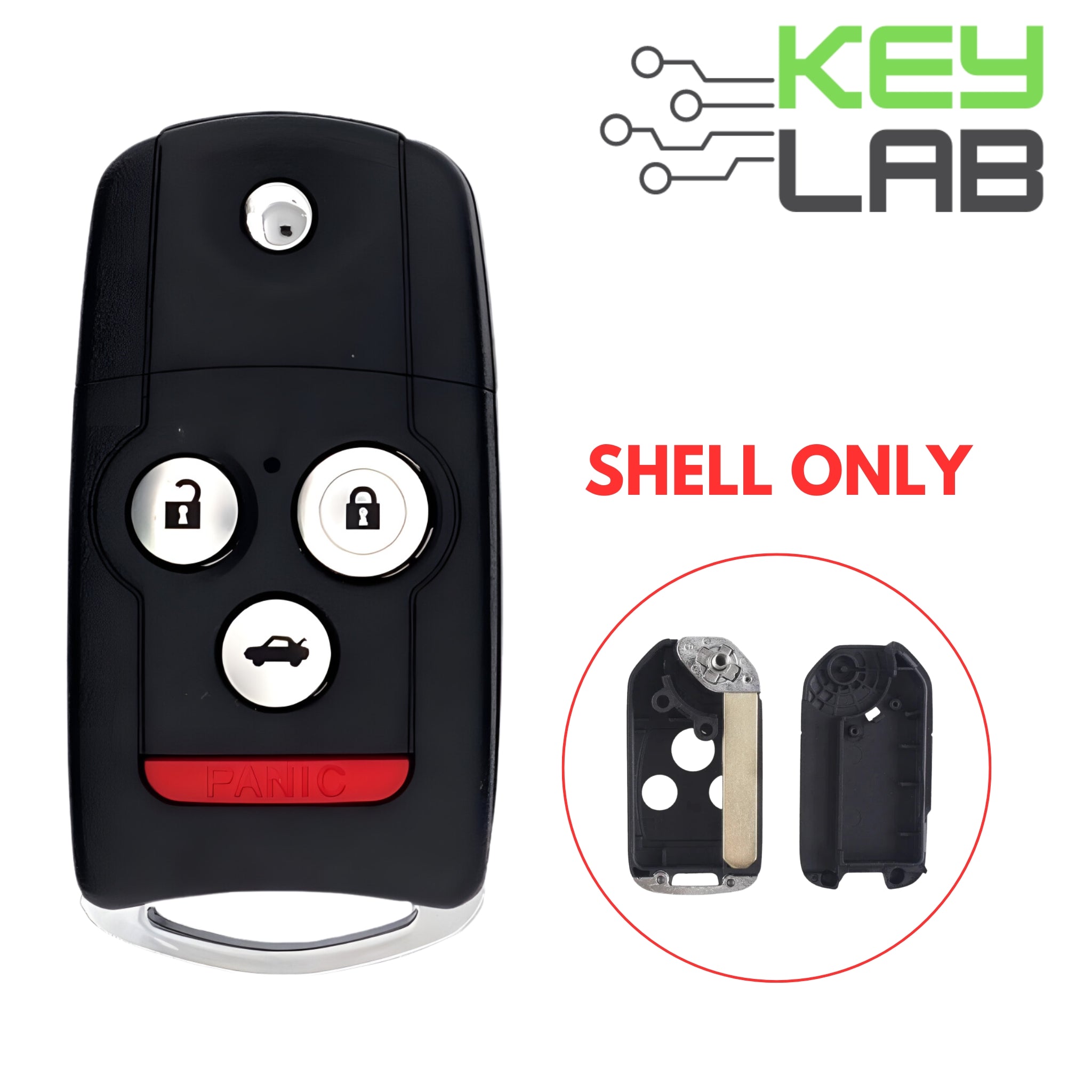 Acura 2007 - 2014 Flip Remote Key SHELL for MLBHLIK - 1T - Royal Key Supply