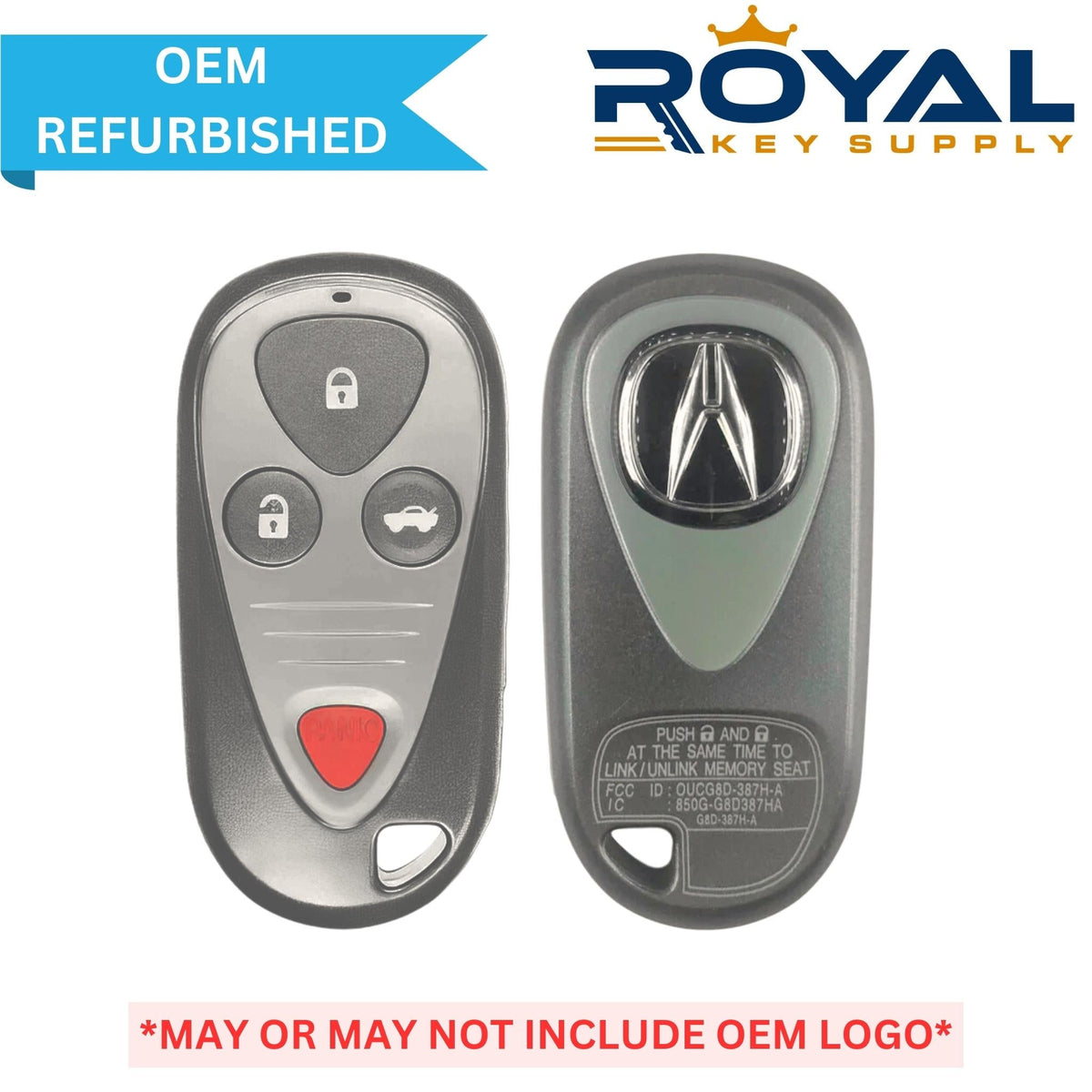 Acura Refurbished 2004 - 2008 TL, TSX Keyless Entry Remote 4B Trunk FCCID: OUCG8D - 387H - A PN# 72147 - SEP - A52