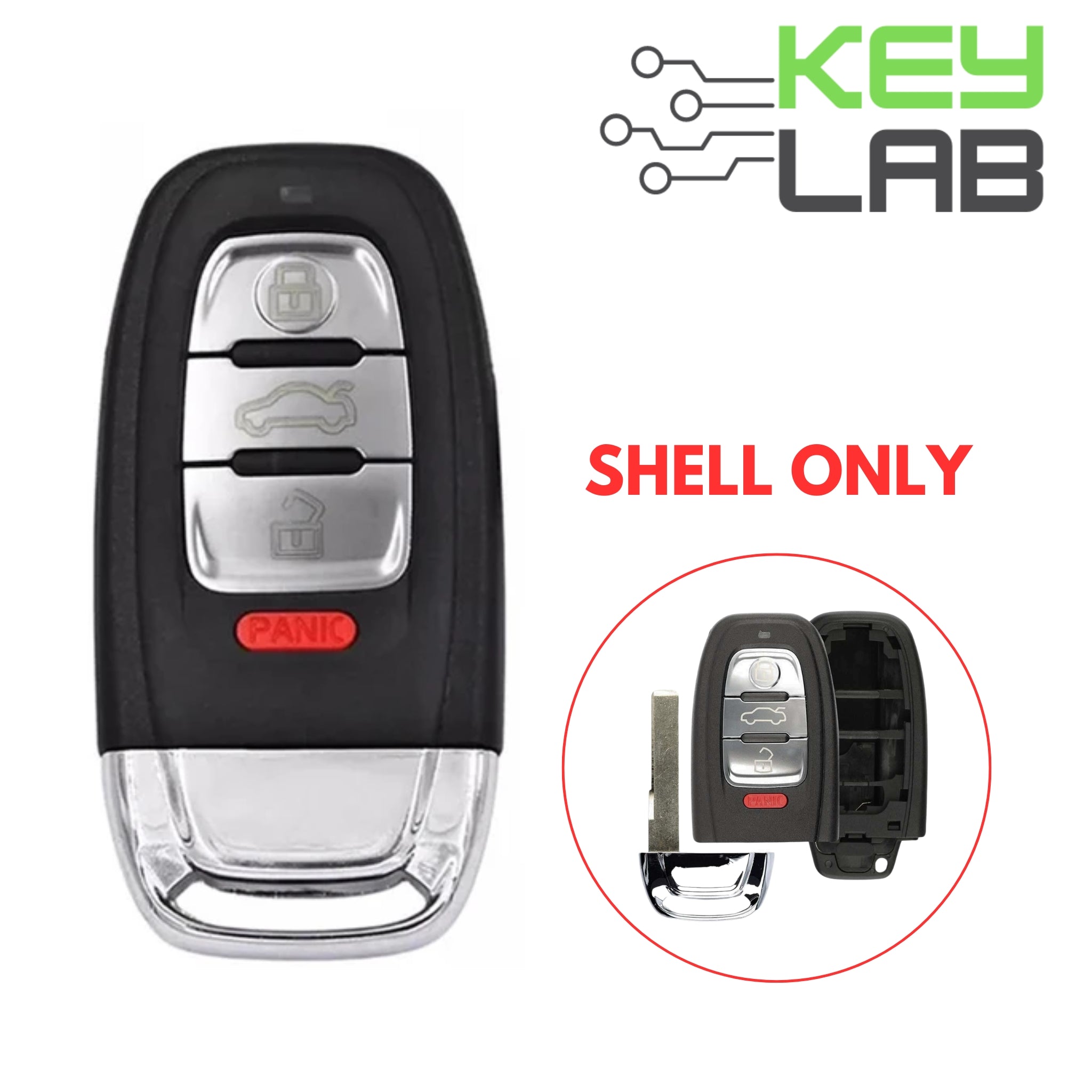 Audi 2008 - 2012 Smart Key SHELL for IYZFBSB802 - Royal Key Supply