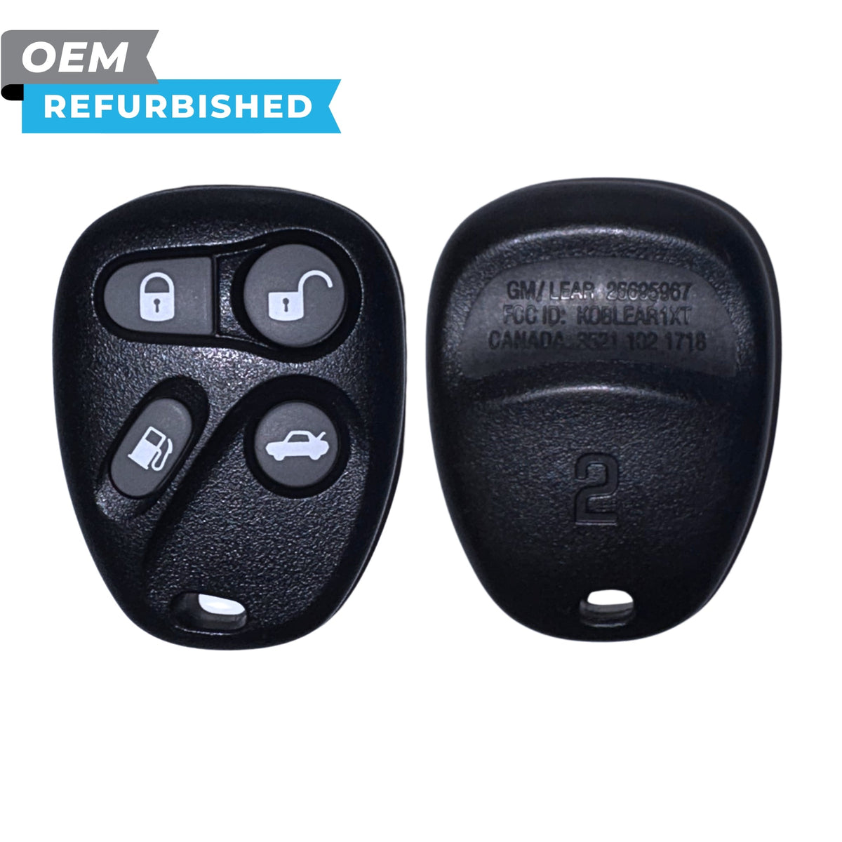 Cadillac Refurbished 2001-2004 Deville, Seville, Eldorado Keyless Entry Remote 4B Trunk/Gas FCCID:KOBLEAR1XT PN 25695967 - Royal Key Supply