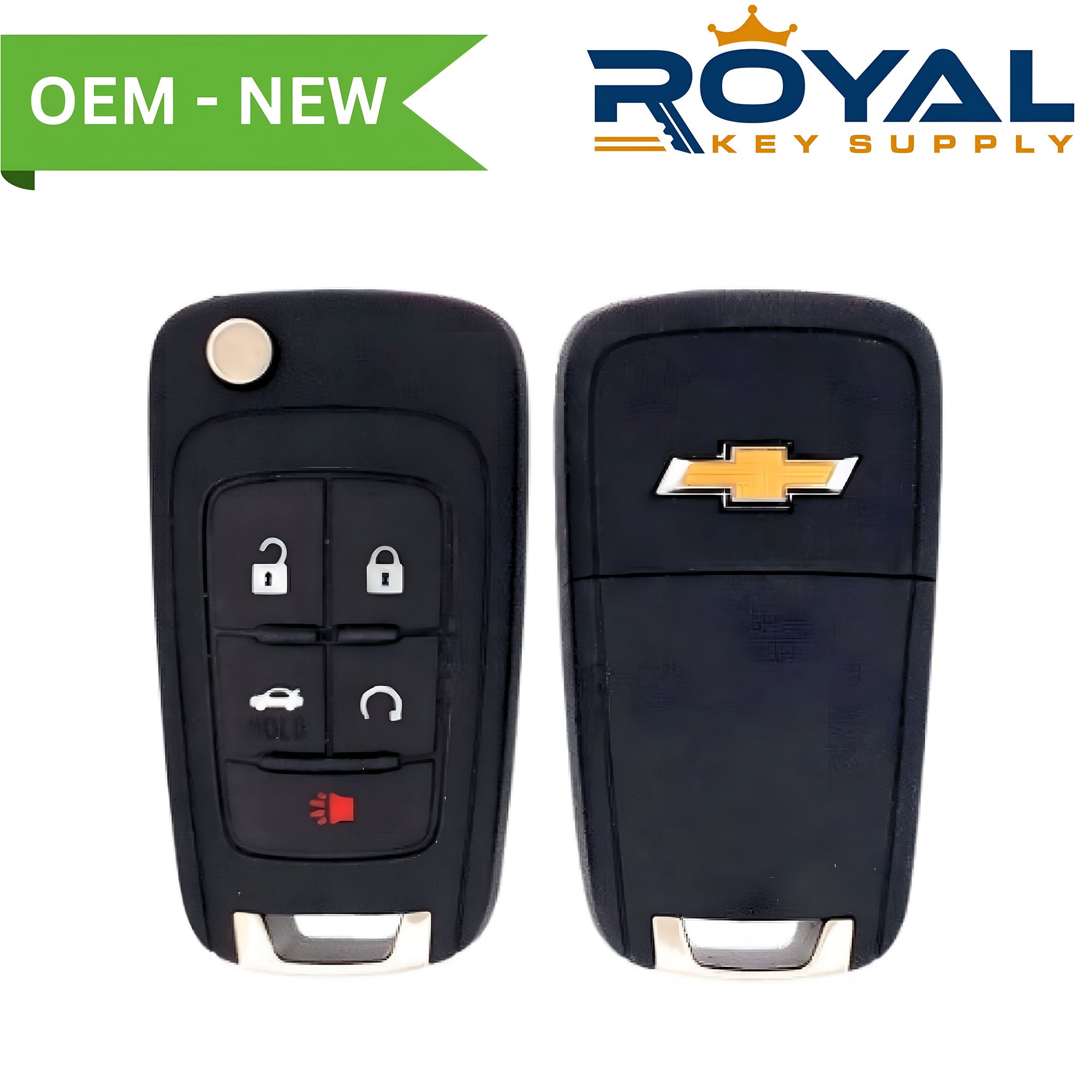 Chevrolet New OEM 2011 - 2021 Cruze, Impala Remote Flip Key (PEPS) 5B Trunk/Remote Start FCCID: OHT05918179 PN# 13500221 - Royal Key Supply