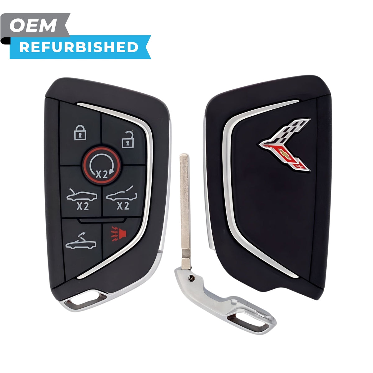 Chevrolet Refurbished 2020-2025 Corvette Smart Key (Chrome) 7B Trunk/Remote Start/Hood/Drop-Top FCCID: YG0G20TB1 PN 13538852 - Royal Key Supply