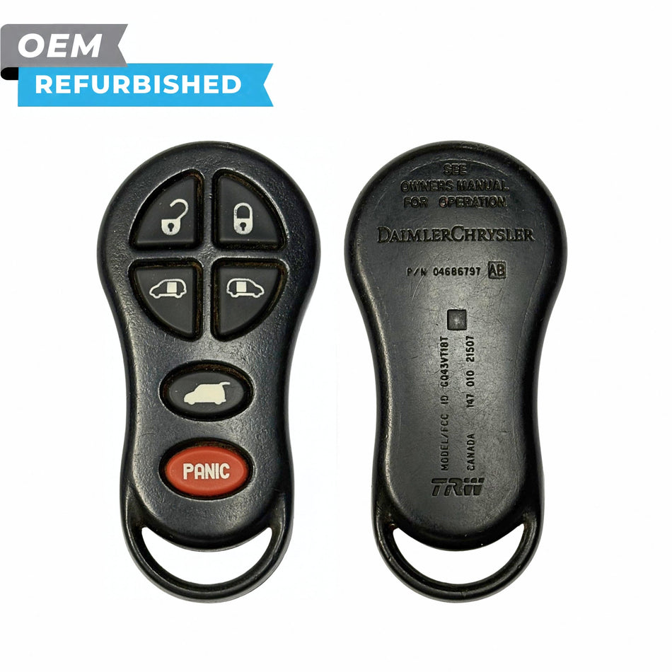 Dodge Refurbished OEM 2001-2004 Caravan, Voyager Keyless Entry Remote 6B Trunk, L Door, R Door, FCCID: GQ43VT18T PN 04686797AB - Royal Key Supply
