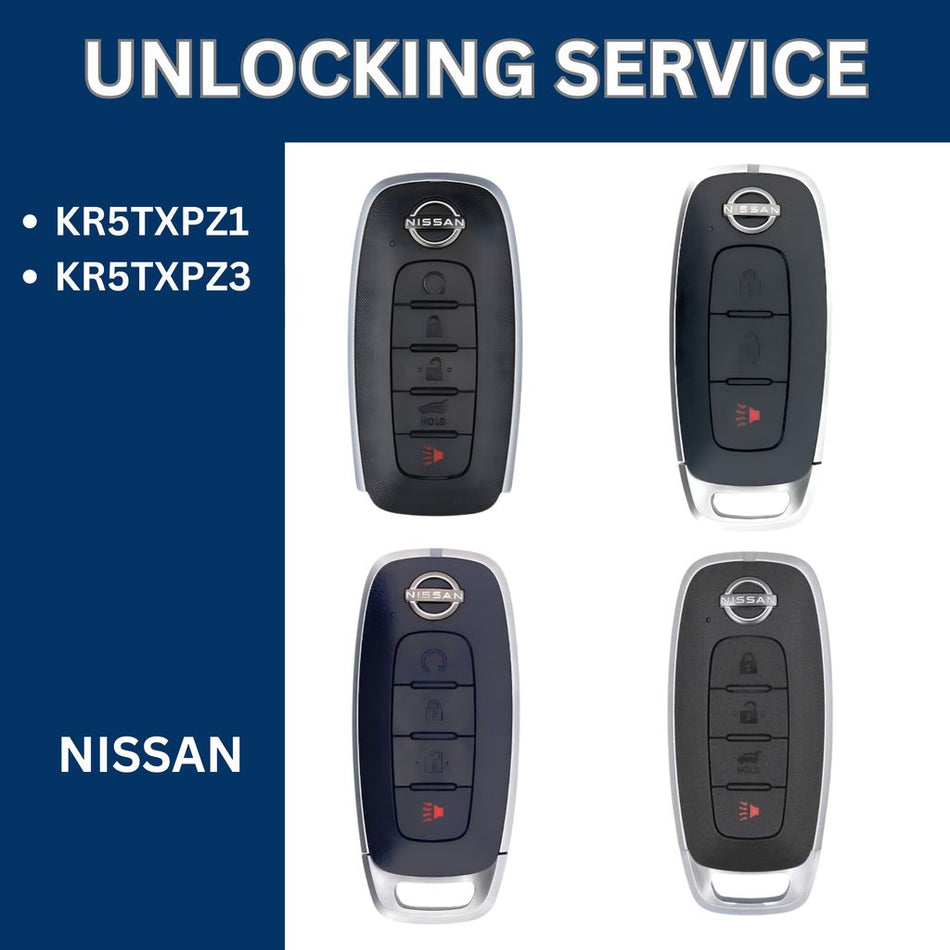 Smart Key Unlocking Service - For Nissan - FCCID: KR5TXPZ3, KR5TXPZ1 - Royal Key Supply