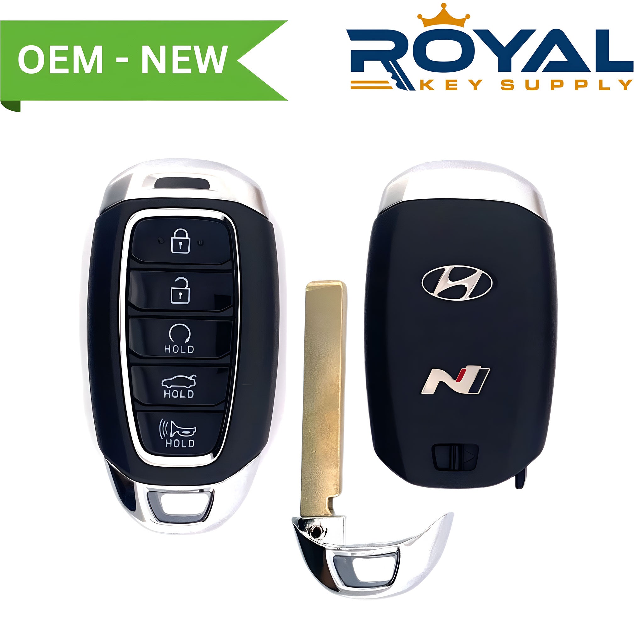 Hyundai New OEM 2021 2022 Elantra N Logo Smart Key 5B Trunk Remote Start FCCID NYOMBEC5FOB2004 PN 95440 IB000 Royal Key Supply