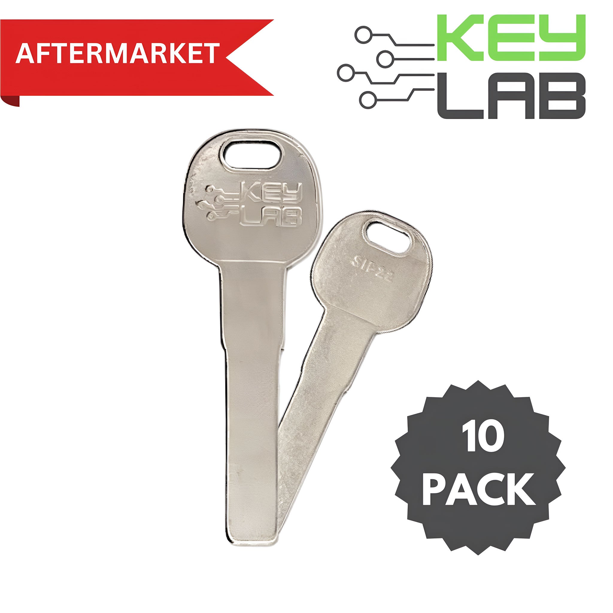 Jeep/Dodge/Fiat Aftermarket 2012 - 2019 Renegade, Compass, Promaster, Fiat 500 Metal Test Key SIP22 (Pack of 10) - Royal Key Supply