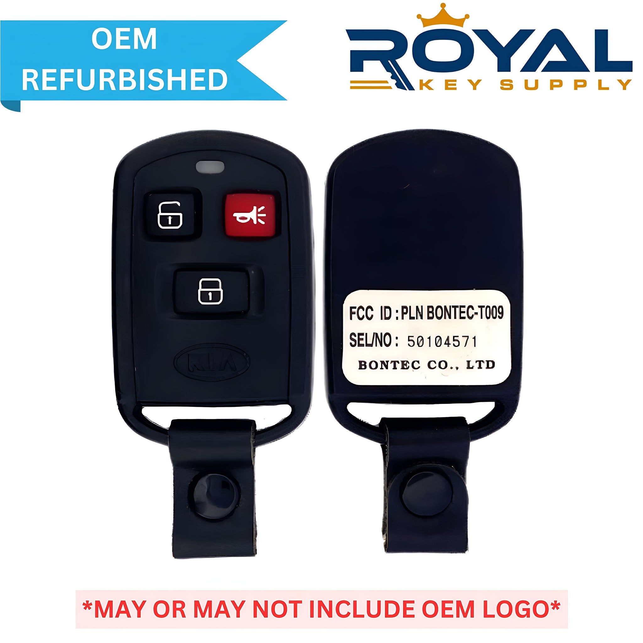 Kia Refurbished 2003 - 2005 Sorento, Sedona Keyless Entry Remote 3B FCCID: PLNBONTEC - T009 PN# 95430 - 3E101 - Royal Key Supply