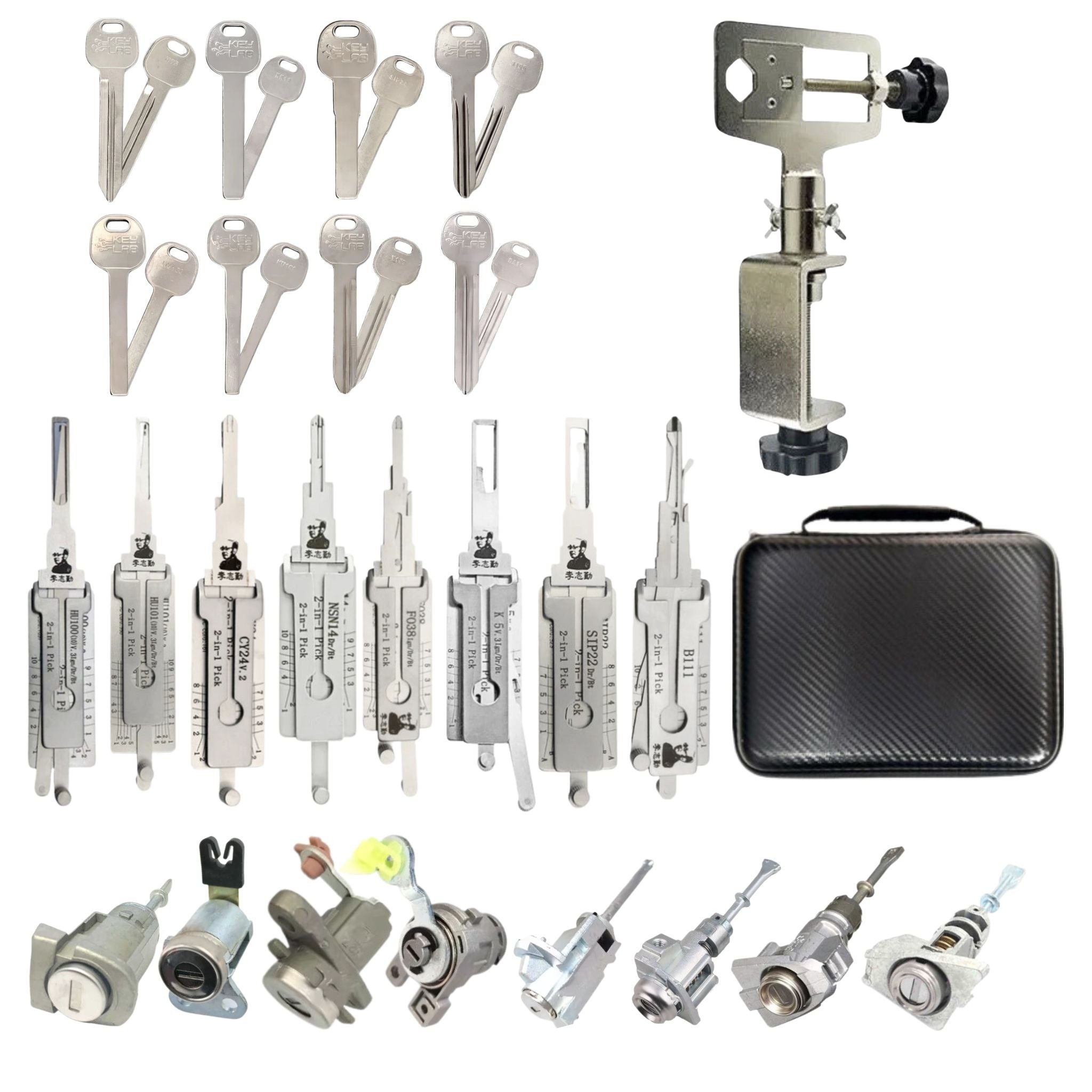 Locksmith Starter Kit - Lishi Practice Set With Locks & Test Keys (Set of 8) - Royal Key Supply