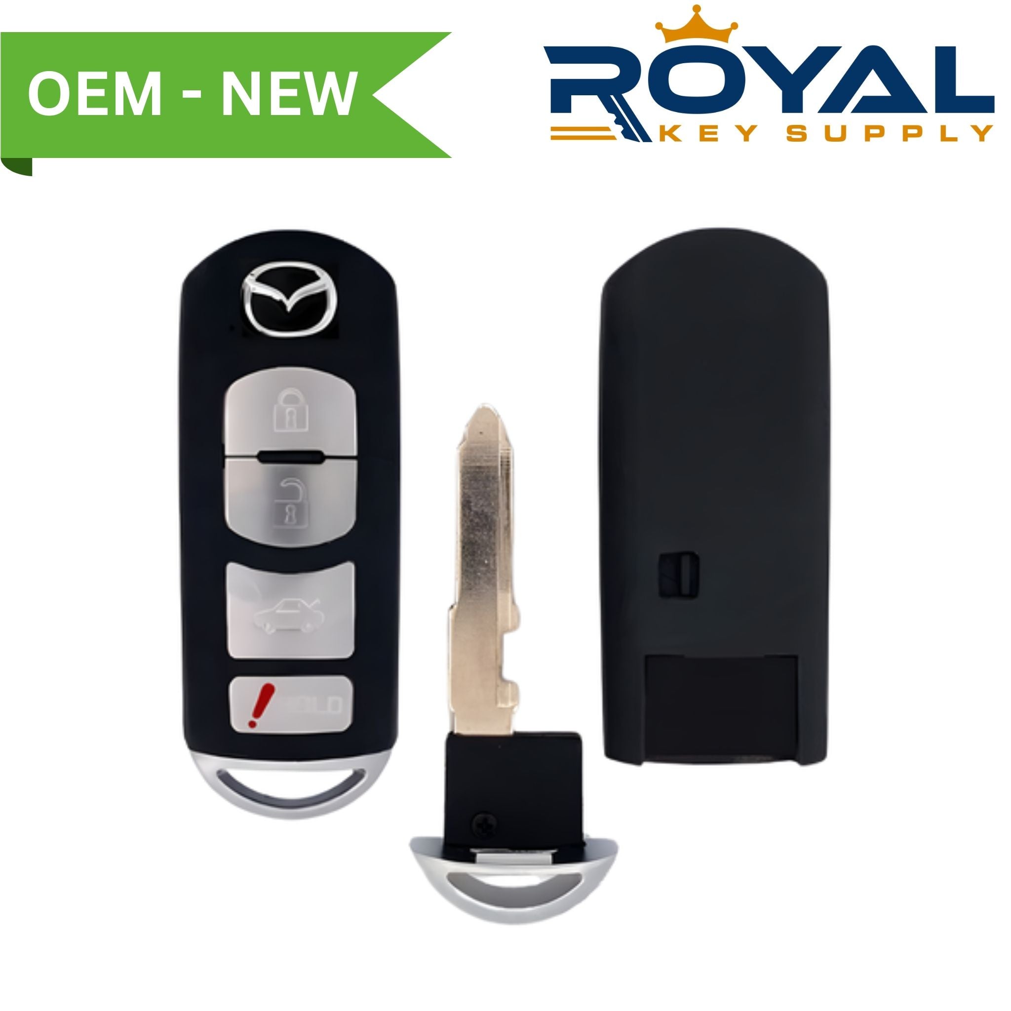 Mazda New OEM 2009 - 2013 Mazda 3 Smart Key Remote 4B Trunk FCCID: WAZX1T768SKE11A03 PN# BBY2 - 67 - 5RY - Royal Key Supply