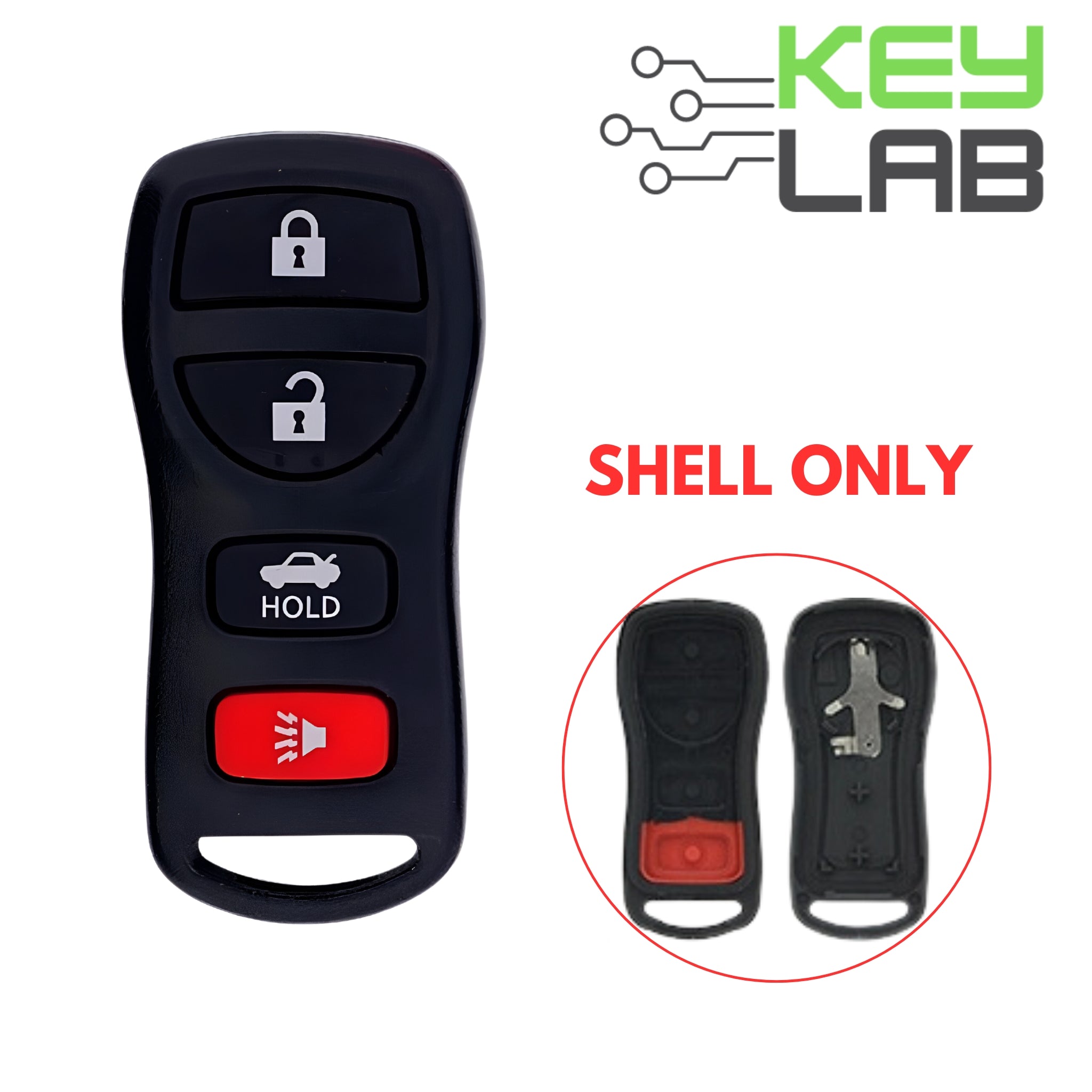 Nissan 2002 - 2015 Keyless Entry Remote SHELL for KBRASTU15 - Royal Key Supply