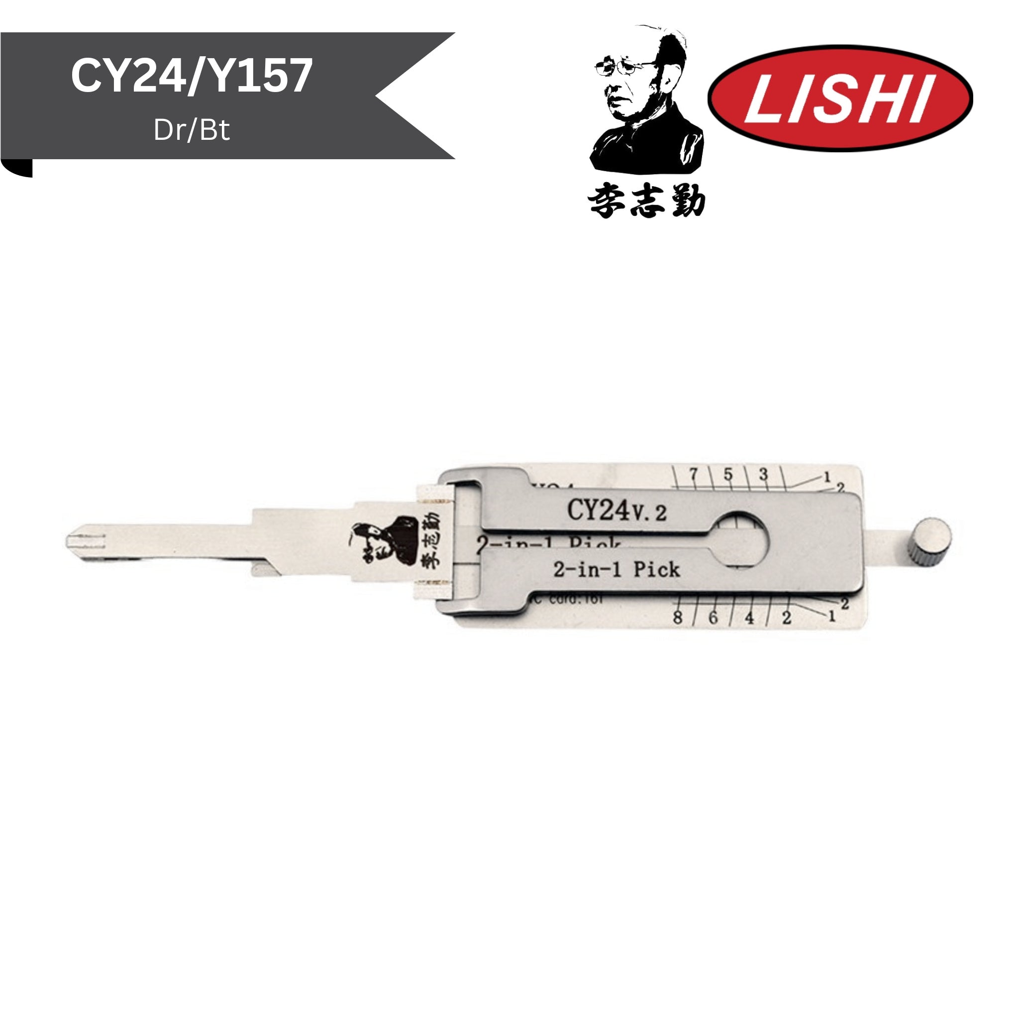 Original Lishi - Chrysler/Dodge/Jeep CY24 (V.2) - 2 - In - 1 Pick/Decoder - Dr/Bt - AG - Royal Key Supply