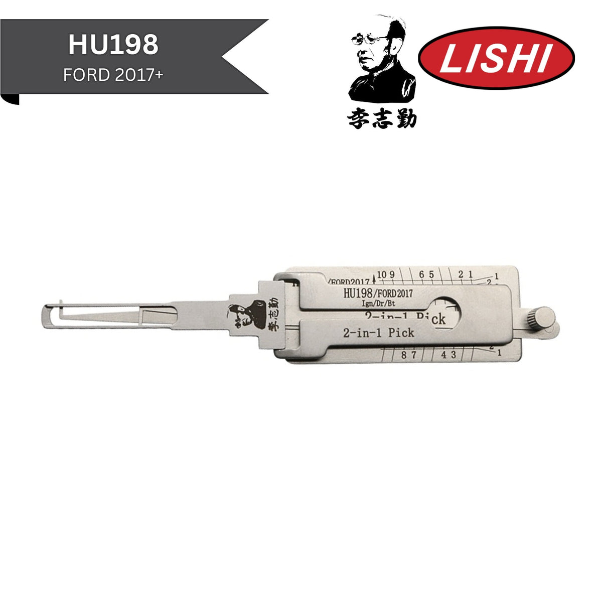 Original Lishi - Ford 2017+ HU198 - 2 - In - 1 Pick/Decoder - AG - Royal Key Supply