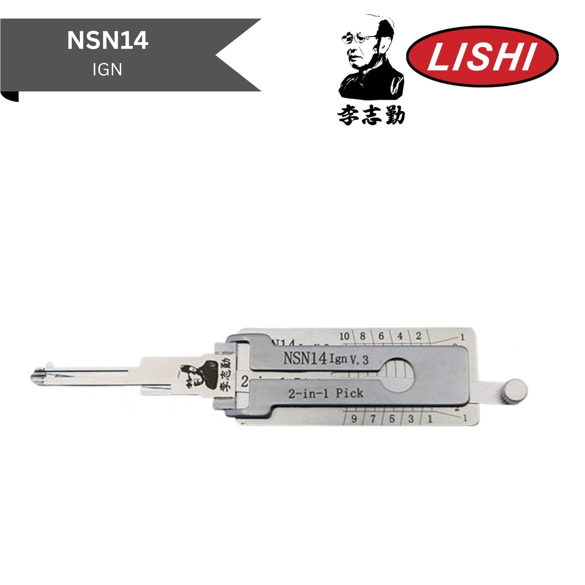 Original Lishi - Nissan NSN14 (V.3) - 2 - In - 1 Pick/Decoder - AG - Royal Key Supply