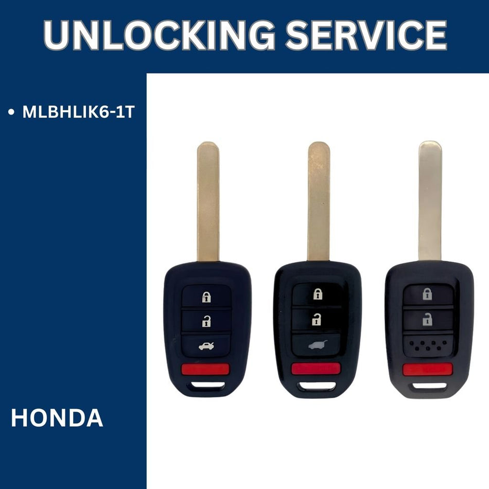 Remote Head Key Unlocking Service - For Honda - FCCID: MLBHLIK6 - 1T - Royal Key Supply