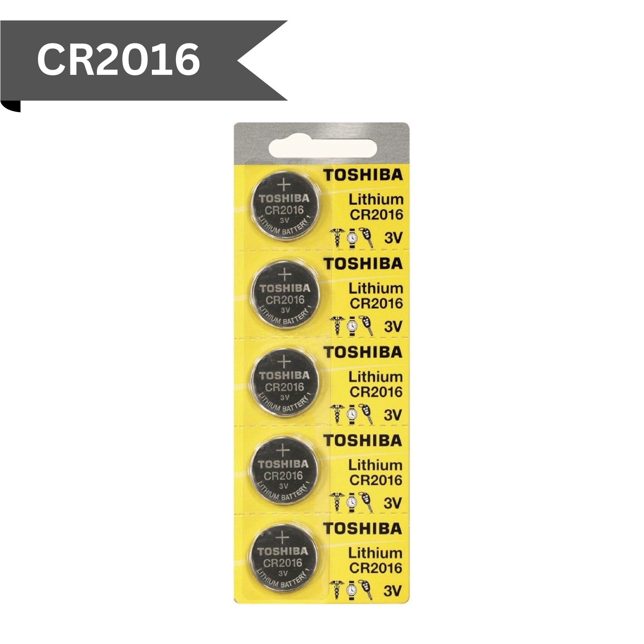 Toshiba - CR2016 - 3V Lithium Battery (5 - Pack) - Royal Key Supply