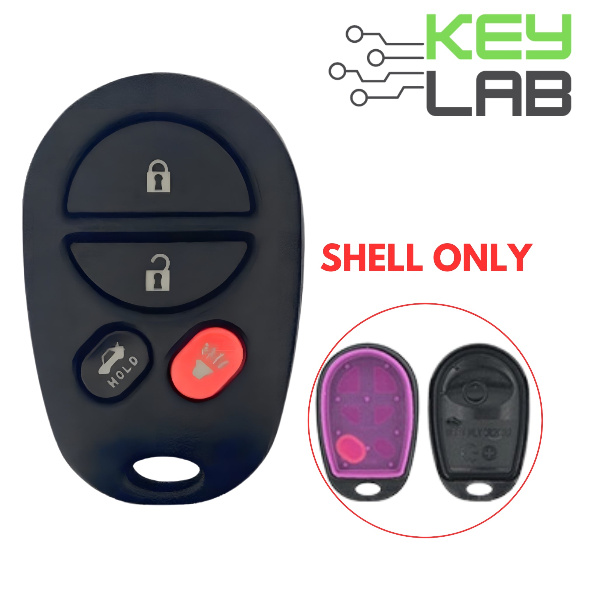 Toyota 2004 - 2019 Keyless Entry Remote SHELL for GQ43VT20T 4B - Royal Key Supply