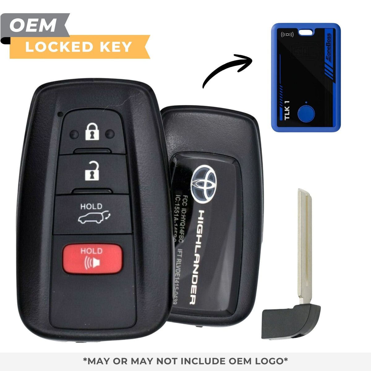 Toyota Locked OEM 2020 - 2022 Highlander (Blue Hybrid Logo) Smart Key 4B Hatch FCCID: HYQ14FBC - 0351 PN 8990H - 0E030 - Royal Key Supply