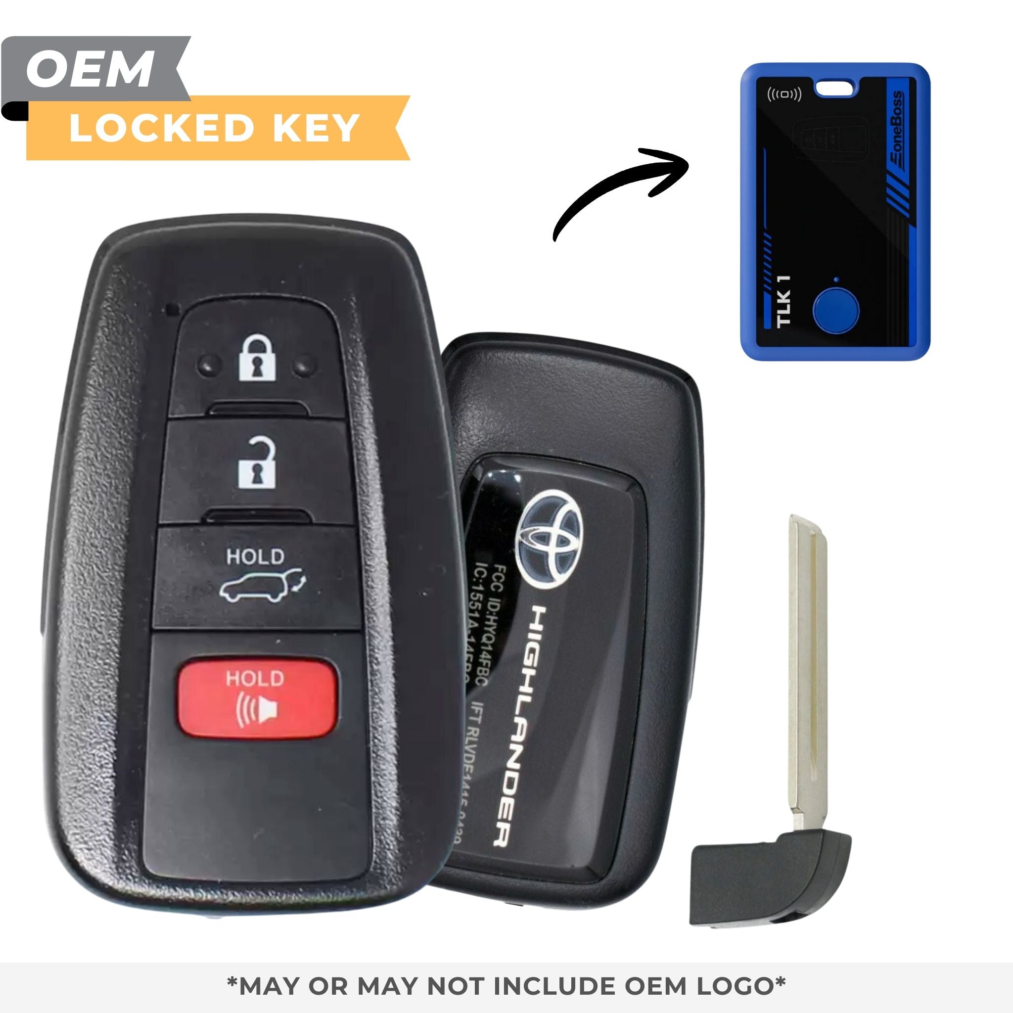 Toyota Locked OEM 2020 - 2022 Highlander Smart Key 4B Hatch FCCID: HYQ14FBC (0351) PN 8990H - 0E020 - Royal Key Supply