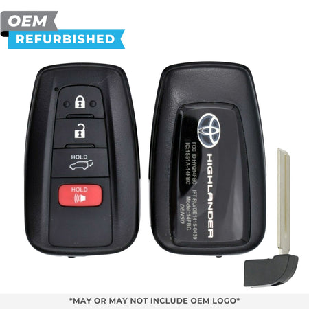 Toyota Refurbished OEM 2020 - 2022 Highlander (Blue Hybrid Logo) Smart Key 4B Hatch FCCID: HYQ14FBC - 0351 PN 8990H - 0E030 - Royal Key Supply