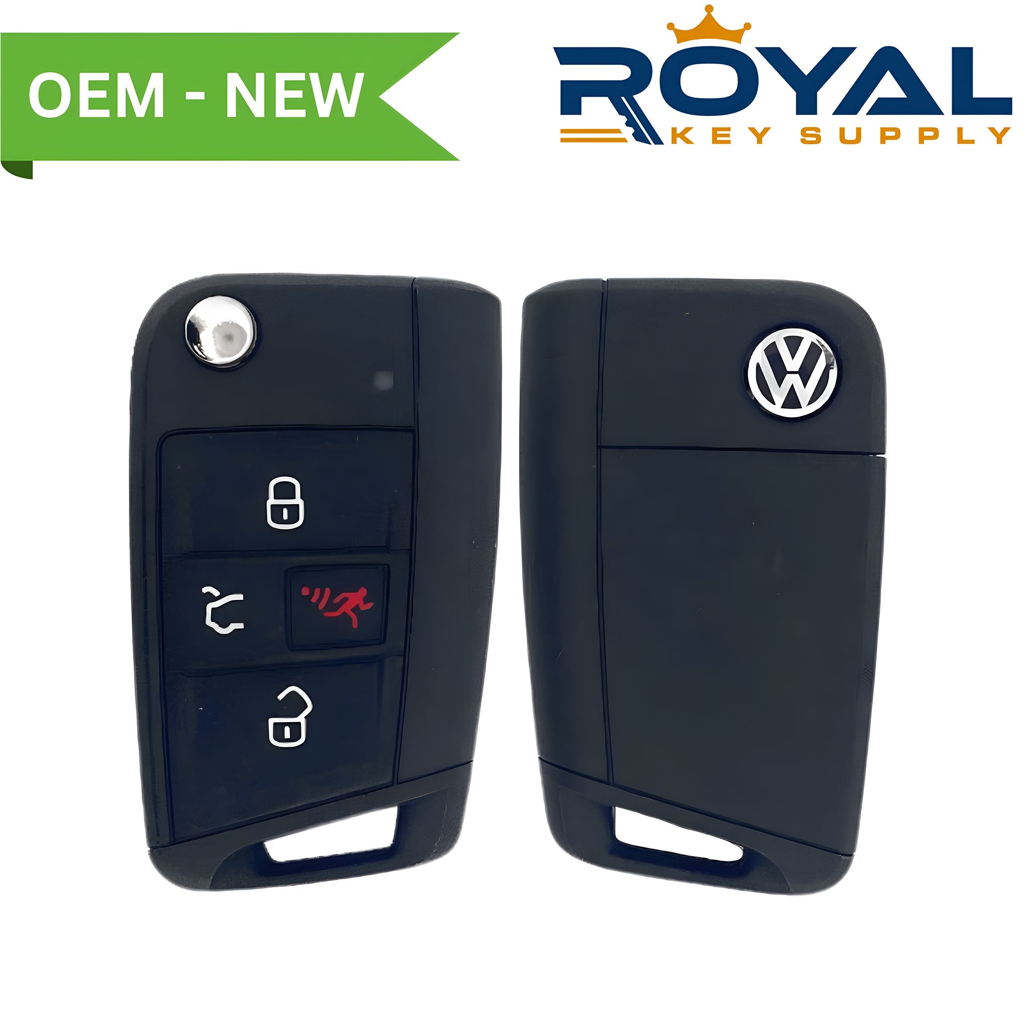 Volkswagen New OEM 2018 - 2020 Atlas, Jetta, Golf Remote Flip Key HU162 - T (w/ Comfort Access) 4B Trunk FCCID: NBGFS125C1 PN# 5G6 959 752 BM - Royal Key Supply